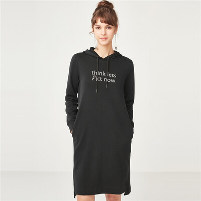 

Giordano Womens Dresses Skirts Fun Letter Hooded Sweater Dress 05467756 01 Logo Black Small Size 15576A
