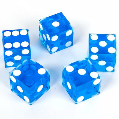 

Outdoor Set of 5 Grade AAA 19mm Casino Transparent Dice with Razor Edges