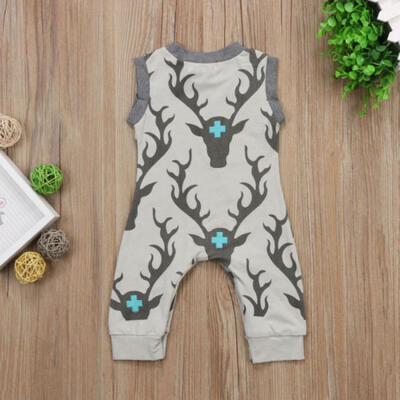 

AUStock Newborn Baby Boy Deer Print Romper Bodysuit Jumpsuit Outfits Clothes Set