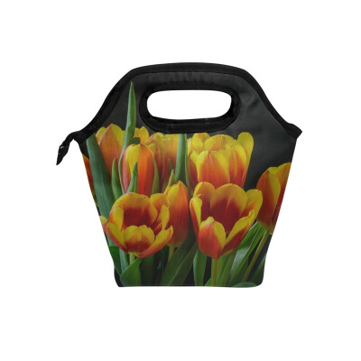 

Yellow Tulip Lunch Bag Tote Bag Travel Picnic Organizer Lunch Holder Handbags Lunch Bag Box