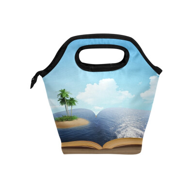 

Insulated Lunch Tote Bag Sea Book Travel Picnic Lunch Handbags Portable Zipper Lunch Bag Box