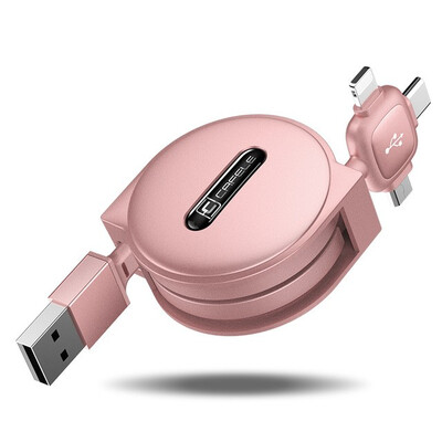

cafele 150cm 3in1 USB Charge Cable for iPhone & Micro USB & USB C Cable Retractable Portable Charging Cable Type C