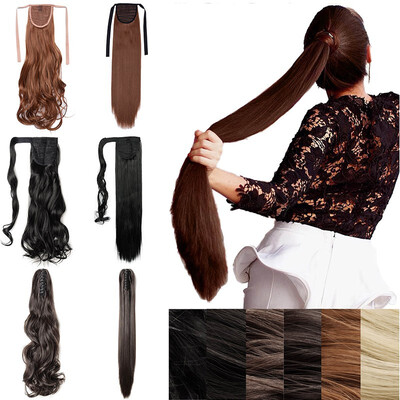 

3 Types Ponytail Extensions One Piece Claw Jaw Pony Tail Clip in Hair Extensions Curly Long Straight Soft Silky