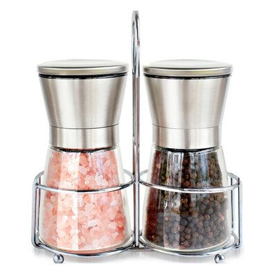 

UpperX Stainless Salt&Pepper Grinder Set With Stand - Salt&Pepper Shakers - Salt Grinders&Pepper Mill Shaker Mills Set