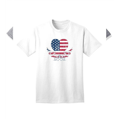 

American Flag Decorative Floral Heart Vintage Adult T-Shirt