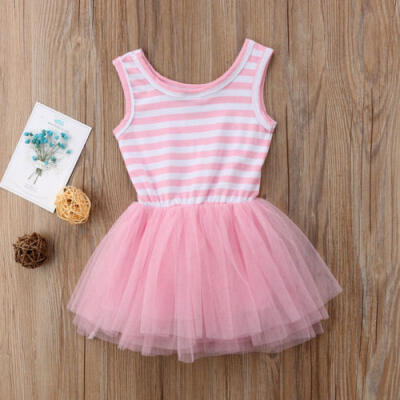 

Unicorn Baby Girls Princess Dress Striped Shirt Party Wedding Tutu Tulle Dresses