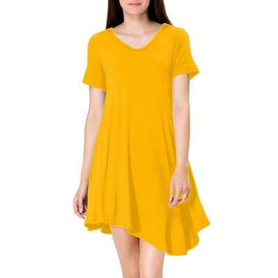 

Summer Fashion Women Casual Short Sleeve Blank Loose Plus Size 2XL T Shirts Dress
