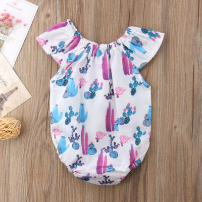 

AU Newborn Infant Baby Girl Fly Sleeve Cactus Romper Bodysuit Jumpsuit Outfits