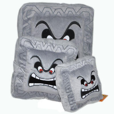 

Super Mario Bros Figure Cushion Pillow - 9in Thwomp Dossun Plush Doll Size M
