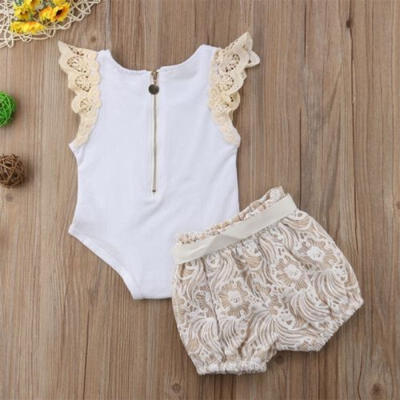 

Newborn Toddler Baby Girl Clothes RompersLace Pants Shorts Summer 2PCS Outfits