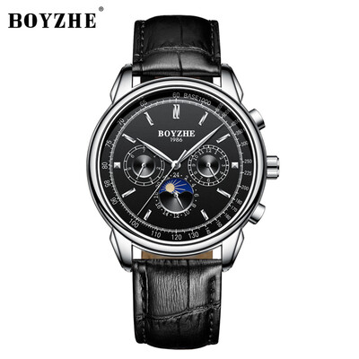 

BOYZHE WL008 Watch Brand Waterproof Business Full-automatic Mechanical Men Leather Wrist Watch with Gift Box