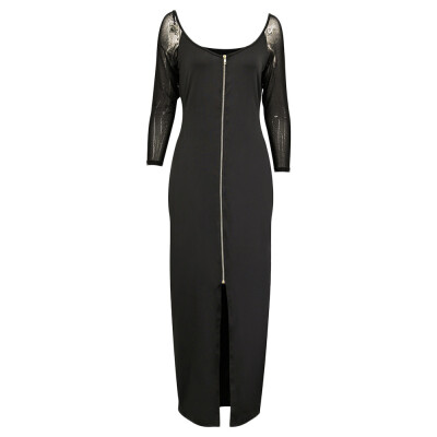 

Women U-collar Long Sleeve Zippered Dress Ethnic Elegant Female Casual Cocktail Party