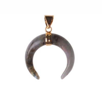 

Natural Gemstones Ox Longhorn Bull Horn Reiki Chakra Healing Pendant Beads Gold