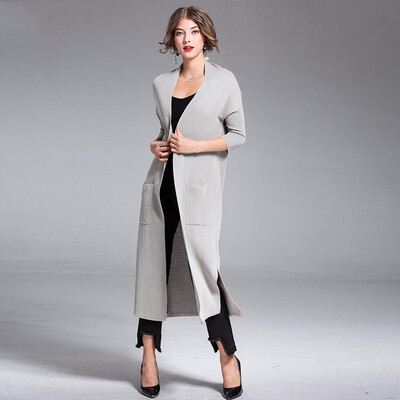 

New Women Knit Cardigan Fashion Seven-point Sleeve Long Coat