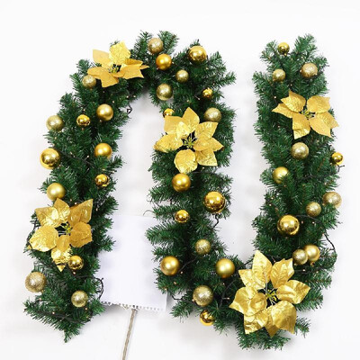 

27M Light Decoration Christmas Pine Tree Market Hotel Showcase Battery Holder Rattan Garland