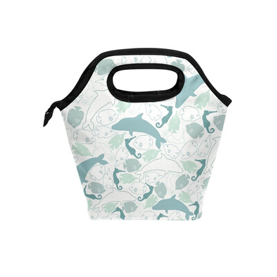 

Insulated Lunch Tote Bag Sea World Travel Picnic Lunch Handbags Portable Zipper Lunch Bag Box
