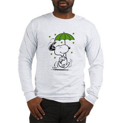 

CafePress Snoopy Raining Clovers - Unisex Cotton Long Sleeve T-Shirt