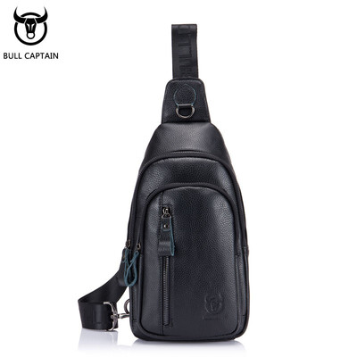 

BULLCAPTAIN Fashion Genuine Leather Crossbody Bags men Brand Small Male Shoulder Bag casual mens music chest bags messenger bag