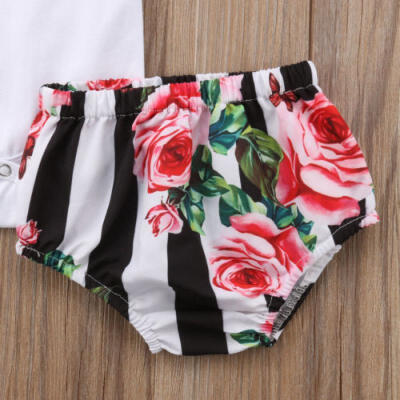 

AU STock Newborn Baby Girl Romper Floral Stripe Tutu Shorts Pants Outfit Clothes