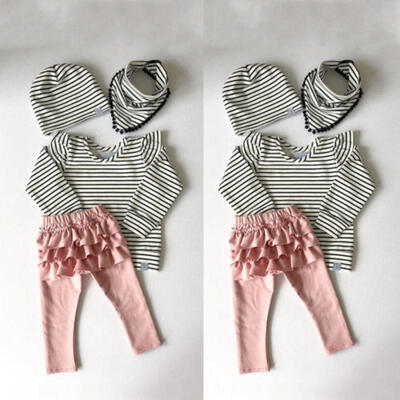 

Newborn Kids Baby Girl Cotton Striped Tops T-shirt Long Pants Outfits Clothes US