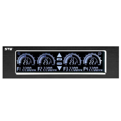 

525" LCD Touch Screen Front Panel 4 Ways Fan Speed Controller&PC Temperature Sensor PC Hardware Protector