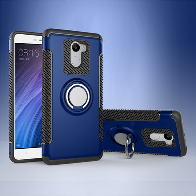 

Fivice Xiaomi Redmi 4 case PC metal ring shell magnetic car bracket TPU phone case