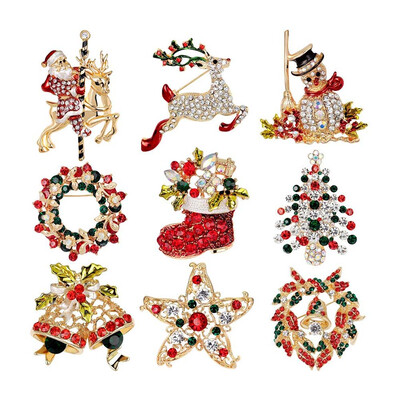 

UpperX 9-Pack Multicolor Christmas Brooch Pin Set Christmas Decoration Jewelry Gifts
