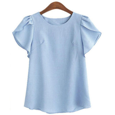 

Fashion Womens Summer Casual Short Sleeve Cotton Tops Loose Shirt Fashion Blouse