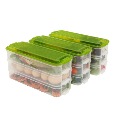 

Eiso ARSTO plastic crisper dumpling refrigerator crisper egg storage box finishing box kitchen food storage box 9 sets 9 box 3 cover sealed fresh anti-string taste