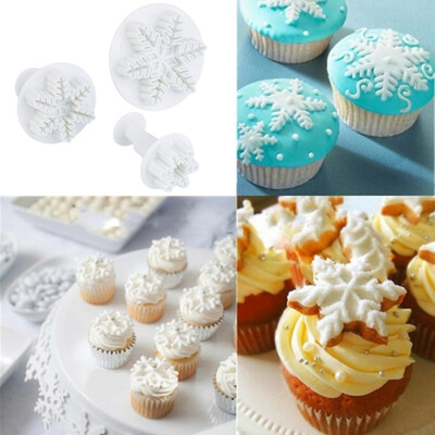 

3шт Снежинка Вставить Cookie торт украшение кекс Cutter Plunger Mold