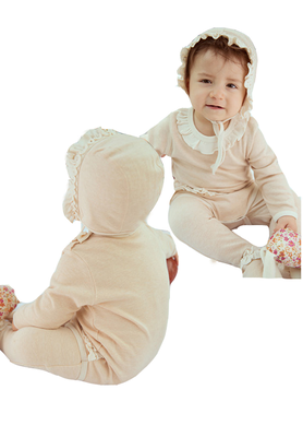 

Organic cotton baby coveralls baby Siamese cotton lace three-piece even foot