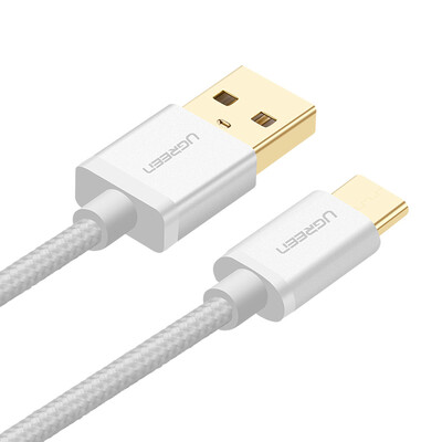 

Green Union Type-C data cable Andrews mobile phone charging cable fast charge USB adapter charger power cord support Huawei P9 glory millet 5 music as 1 meter 20812 silver white