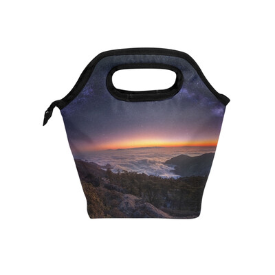 

Insulated Lunch Tote Bag Sunset Travel Picnic Lunch Handbags Portable Zipper Lunch Bag Box