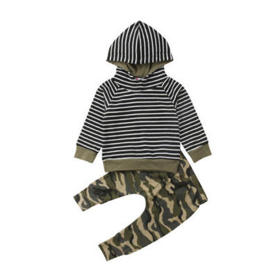 

2pcs Newborn Toddler Baby Boy Girl Hooded Sweater TopsPants Outfits Set Clothes