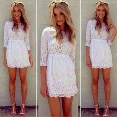 

Womens Long Sleeve Casual Summer Cocktail Party Short Slim Dress SizeUK6 16