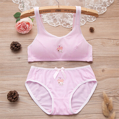 

LAXJOY Langyue 2018 sexy small chest tube top girl bra cotton comfortable no steel ring student underwear panty suit anti-light LNWX189407 pink X2 3270