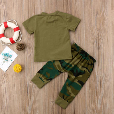 

Newborn Baby Boys Girls Tops T-shirt Camo Pants 2pcs Outfits Set Clothes 0-24M