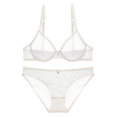 

Fashion Transparent Ultra-thin Lingerie Underwear Solid Lace See Through Intimates Women Bra set