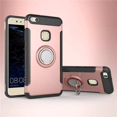 

Fivice Huawei P10 lite case PC metal ring shell magnetic car bracket TPU phone case