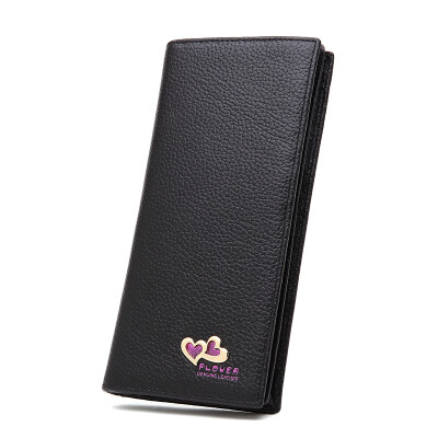 

PLOVER long section of the first layer of cattle leather long section classic casual female wallet 62001260-5 black