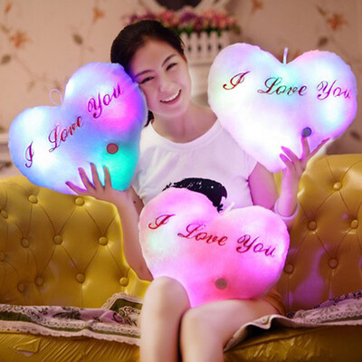 

1pc Neck Roll Luminous Heart Shaped Plush Pillow Cushion Warm Soft Kids Toys Birthday Lover Gift