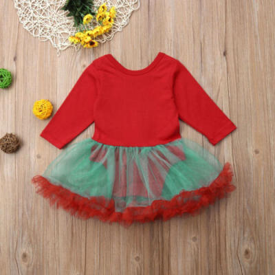 

Christmas Newborn Baby Girls Romper Party Tutu Dress Bodysuit Clothes Outfits