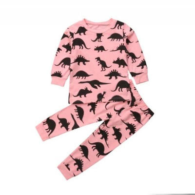 

Newborn Kids Baby Boy Girl Dinosaur T-shirt Tops Pants Trousers Outfits Clothes