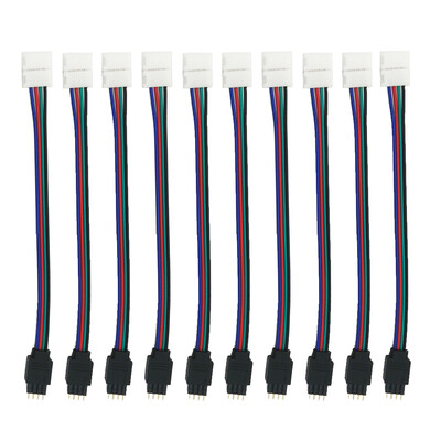 

ZDM 10 PCS 4 Pin 10MM Connector Wire Male Cable For SMD 5050 Non-Waterproof RGB LED Strip