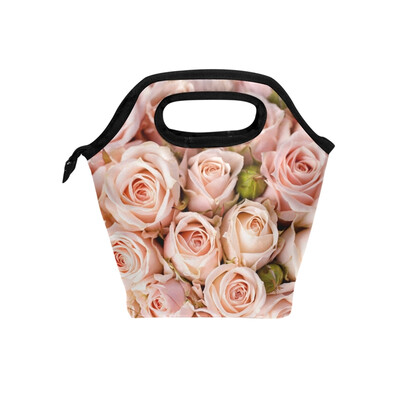 

Pink Rose Lunch Bag Tote Bag Travel Picnic Organizer Lunch Holder Handbags Lunch Bag Box