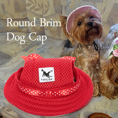 

Round Brim Dog Cap Pet Hat Canvas Sun Cap with Ear Holes for Small Dogs Puppy