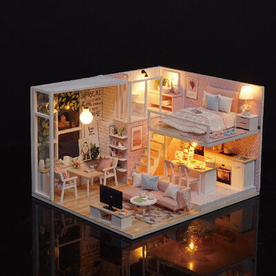 

Families House Miniature Diy Doll House Hand Assembled Model House Kids Toys For Children Wooden Juguetes Brinquedos