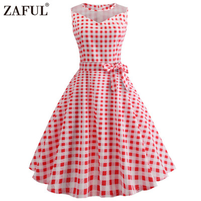 

Hepburn Vintage Series Women Dress Spring And Summer Grenadine Stitching Dot Design Sleeveless Belt Retro Corset Dress
