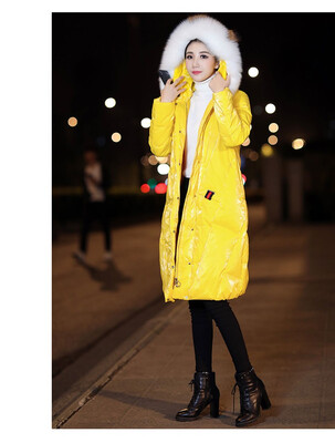 

2018 winter new fashion thick warm real fur collar hooded long down jacket womens jacket 90226