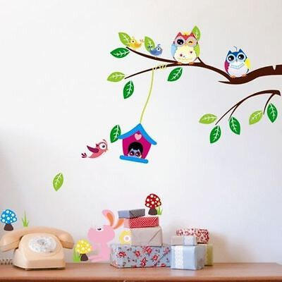 

Colorful Owls House Tree Branches Wall Sticker PVC Art Decal Baby Boy Home Decor